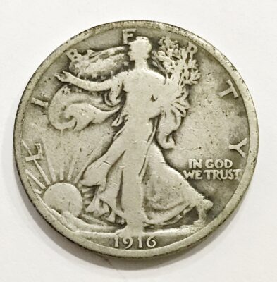 1916 Silver Walking Liberty Half Dollar VG