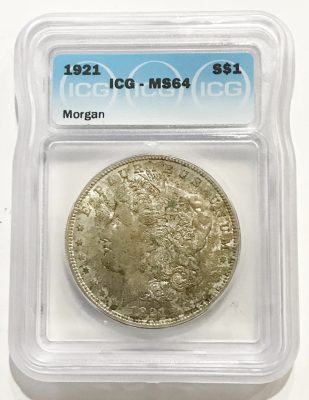 1921 BU Morgan Silver Dollars - ICG MS64