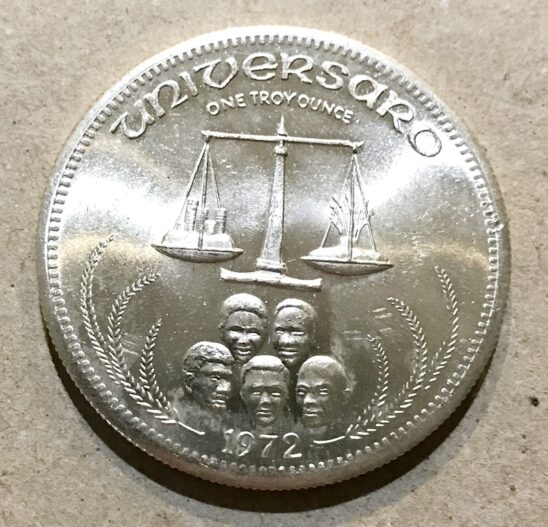 1972 Vintage Universaro World Trade 1 oz .999 Silver Round #1141