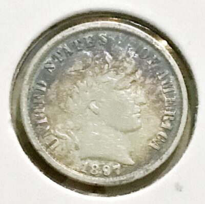 1897 Silver Barber Dime F #1335