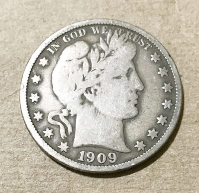 1909 Silver Barber Half Dollar - Fine #1765