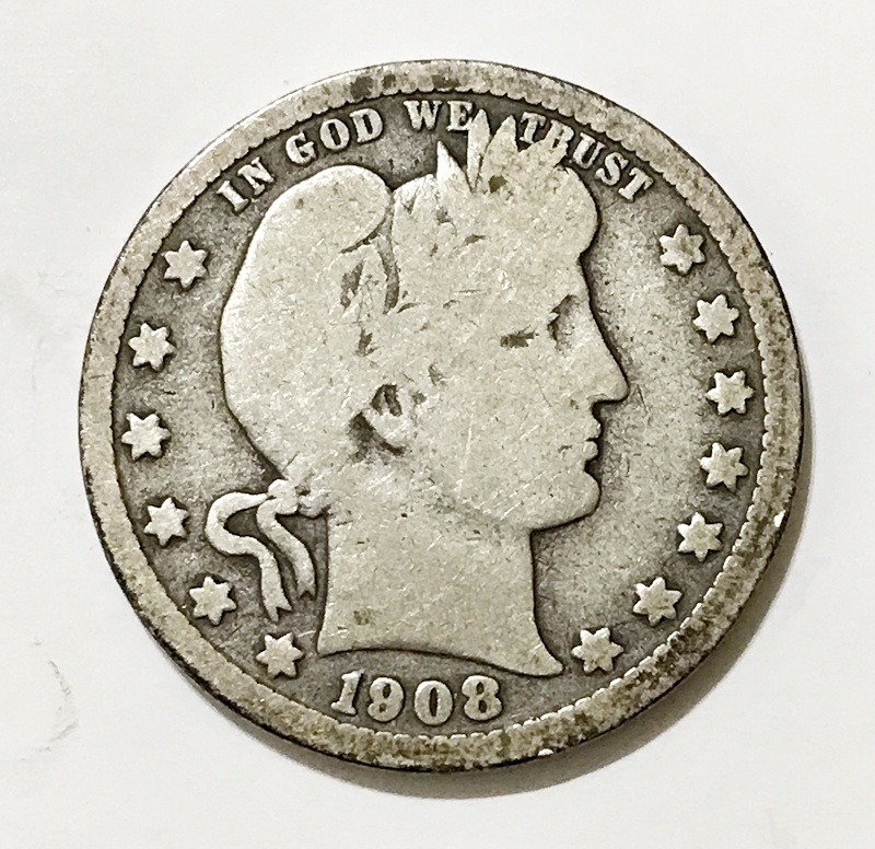 1908-D Silver Barber Quarter - #1855