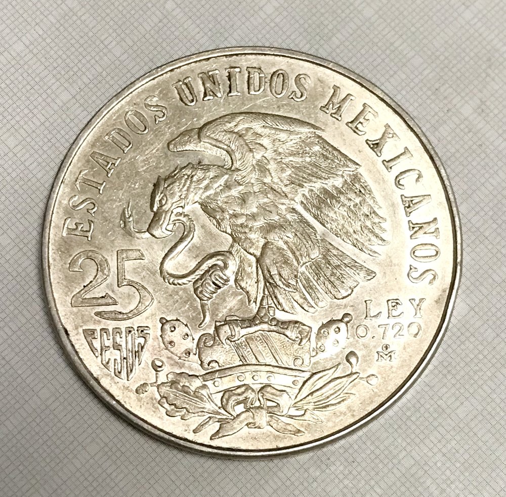 1968 Silver Estados Unidos Mexicanos 25 Pesos - Image 2