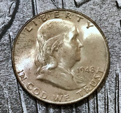 1948-D BU Silver Franklin Half Dollar - FBL