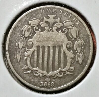 1868 U.S. Shield Nickel - VG Detail