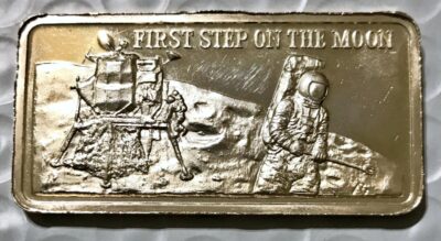 1973 Hamilton Mint 1oz .999 Silver Bar First step on the Moon