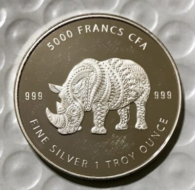 2018 Republic of Chad 1 oz Silver Mandala Rhino