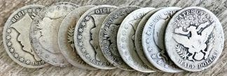 90% Silver Barber Half Dollars - Average Circulated Full Dates