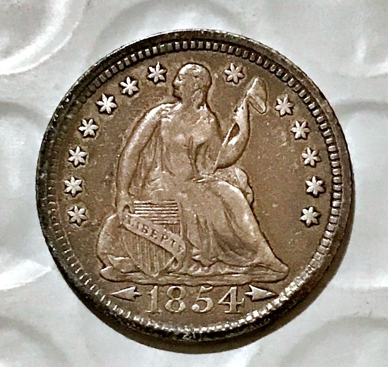 1854 W/Arrows Silver Seated Liberty Half Dime