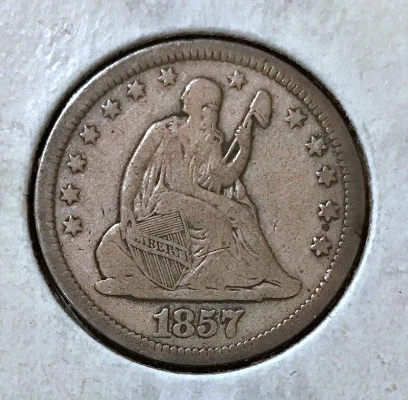 1857 Seated Liberty Quarter - Fine