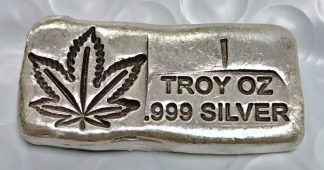 Prospector Gold and Gems Rare Weed Leaf 1 oz .999 Silver Poured Bar