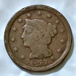 1847 Braided Hair Liberty Head Large Cent - VG