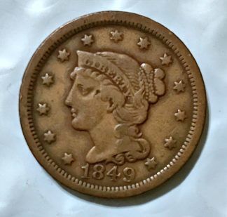 1849 Braided Hair Liberty Head Large Cent - F