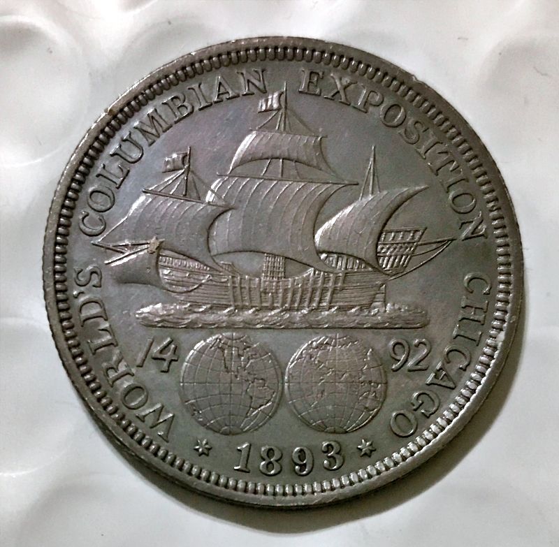 1893 Columbian Commemorative Half Dollar Steel/Blue Toning