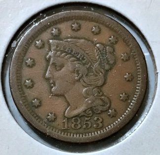 1853 Braided Hair Liberty Head Large Cent - VF+
