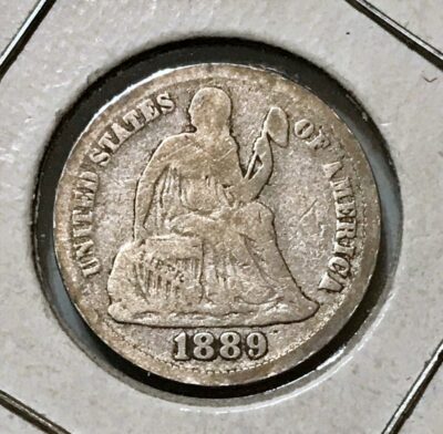 1889 Seated Liberty Silver Dime - VG