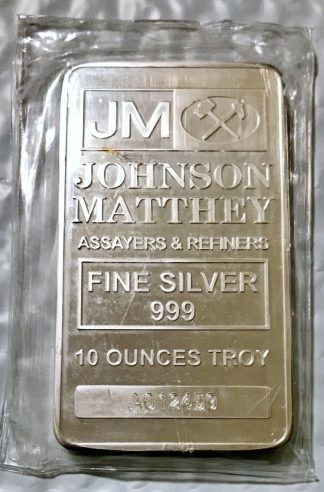 Johnson Matthey 10 oz 999 Fine Silver Bar