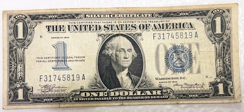 1934 $1 One Dollar Funnyback Silver Certificate