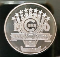 1990 Proof 1 Oz Enviromint Cubs All-Star Game Silver Round