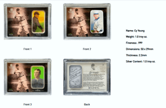 Cy Young Elemetal T-206 Baseball Greats 1oz .999 Silver Bar - Mint Sealed