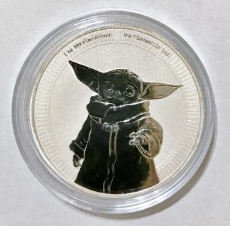 2021 Niue Star Wars $2 "Baby Yoda" Grogu 1 oz .999 Silver BU Disney coin