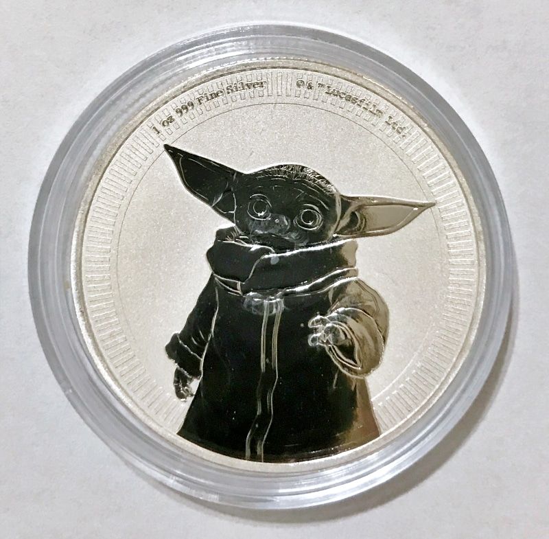2021 Niue Star Wars $2 "Baby Yoda" Grogu 1 oz .999 Silver BU Disney coin