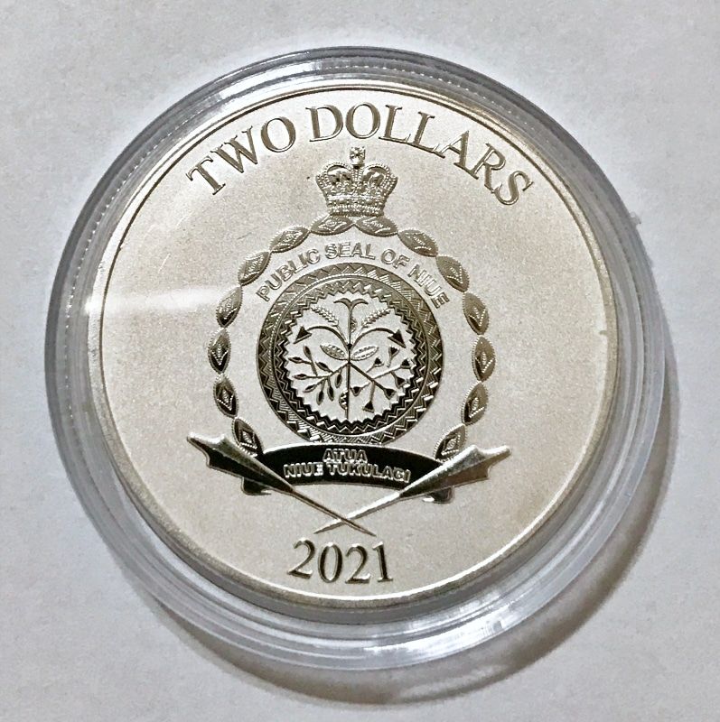 2021 Niue Star Wars $2 "Baby Yoda" Grogu 1 oz .999 Silver BU Disney coin - Image 2
