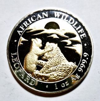 2019 Somalia 1 oz .9999 Gold Glided African Wildlife Leopard