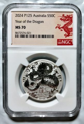 2024 Australia 1/2 oz Silver Lunar Dragon NGC MS70
