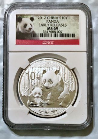 2012 China Panda 1 oz .999 Silver 10 Yuan Coin NGC MS69
