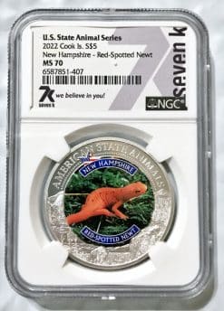 2022 US State Animal 1 oz .999 Silver New Hampshire Newt - NGC MS 70