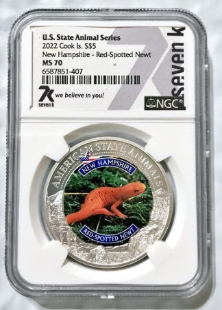 2022 US State Animal 1 oz .999 Silver New Hampshire Newt - NGC MS 70