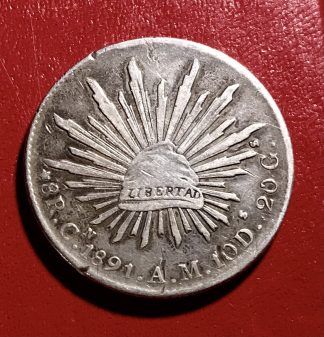 1891 CN Am Mexico 1st Republic Silver 8 Reales