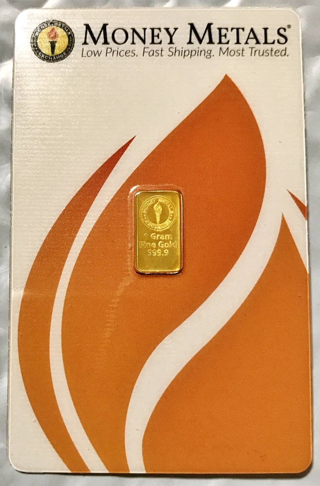Money Metals Certified 1g .9999 Gold Bar